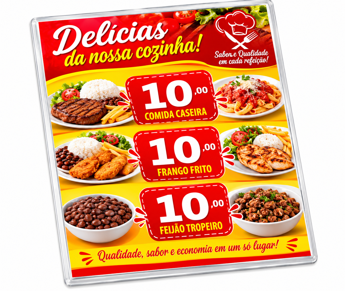 CARDÁPIO PLASTIFICADO 0,10 MM - COUCHÊ 150 G - 300X420 MM - 4X0