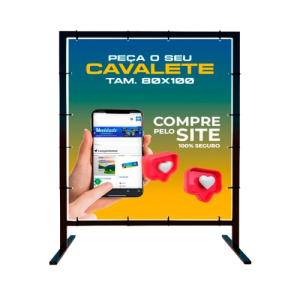 Cavalete em Metalon Metalon 15x15mm 80x100cm 4x0 Lona impressa com proteção UV, 4x0 cor Lona 73x38, Ilhós 20 20cm 