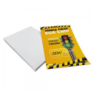PANFLETOS Papel Couchê Brilhante 115g 100 x 150 mm 4x0 (Colorido 1 lado). Sem verniz Corte Reto 